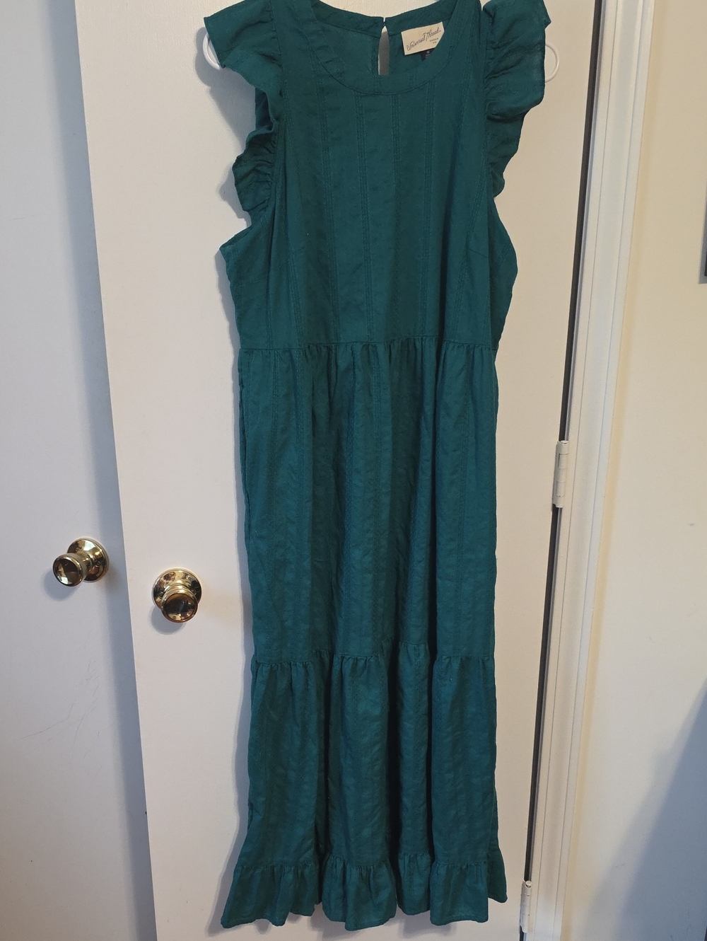 Universal Thread Green Ruffled-Sleeve Tiered Maxi Dress